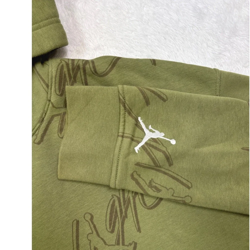 Air Jordan Flight Jumpman Hoodie Mens‎ M Olive Green AOP Nike Street Basketball